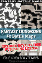VTT Battle Maps - Fantasy Dungeons Vol V - 4 maps - 40x30 + License