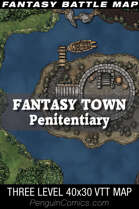 VTT Battle Maps - Fantasy Town: Penitentiary - 40x30, 3 Levels