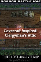 VTT Battle Maps - Lovecraft inspired: Clergyman's Attic - 40x30, 3 Levels