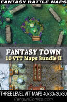 VTT Battle Maps: Fantasy Town IX | 40x30+30x30 3 Levels [BUNDLE]