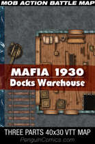 VTT Battle Maps - Mafia 1930: Docks Warehouse - 40x30, 3 Levels