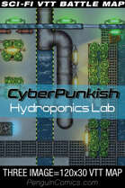 VTT Battle Maps - Cyberpunkish: Hydroponics Lab - 120x30, 3 images