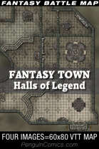 VTT Battle Maps - Fantasy Town: Halls of Legend - 60x80, 4 images