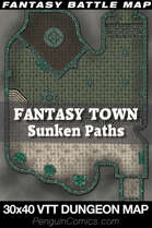 VTT Battle Maps - Fantasy Town: Sunken Paths, 30x40 Map