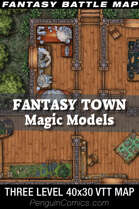 VTT Battle Maps - Fantasy Town: Magic Models - 40x30, 3 Levels