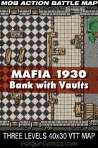 VTT Battle Maps - Mafia 1930: Bank with Vaults - 40x30, 3 Levels
