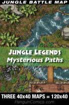 VTT Battle Maps - Jungle Legends: Mysterious Paths - 3 VTT Maps = 120x40 Battlemap