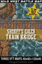 VTT Battle Maps - Sheriff's Gulch: Train Bridge - 3 40x40 Maps