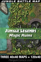 VTT Battle Maps - Jungle Legends: Magic Ruins - 3 VTT Maps = 120x40 Battlemap