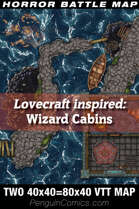 VTT Battle Maps - Lovecraft inspired: Wizard Cabins - Two 40x40 maps