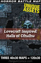VTT Battle Maps - Lovecraft inspired: Halls of Cthulhu - Three 40x30 maps
