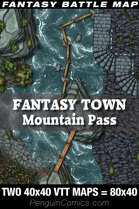 VTT Battle Maps - Fantasy Town: Mountain Pass | Two VTT 40x40 Maps=80x40