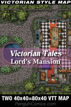 VTT Battle Maps - Victorian Tales: Lord's Mansion | Two VTT 40x40 Maps=80x40