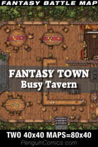 VTT Battle Maps - Fantasy Town: Busy Tavern | Two VTT 40x40 Maps=80x40