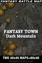 VTT Battle Maps - Fantasy Town: Dark Mountain | Two VTT 40x40 Maps=80x40