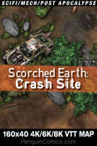 VTT Battle Maps: Scorched Earth - Crash Site, 160x40 Grid and No-grid Map