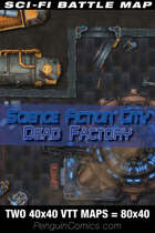 VTT Battle Maps - Science Fiction City: Dead Factory | Two VTT 40x40 Maps=80x40