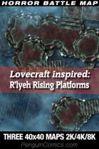 VTT Battle Maps - Lovecraft inspired: R’lyeh Rising Platforms 40x40 Cthulhu Map