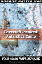 VTT Battle Maps - Lovecraft inspired: Antarctica Camp 40x40 Cthulhu Map