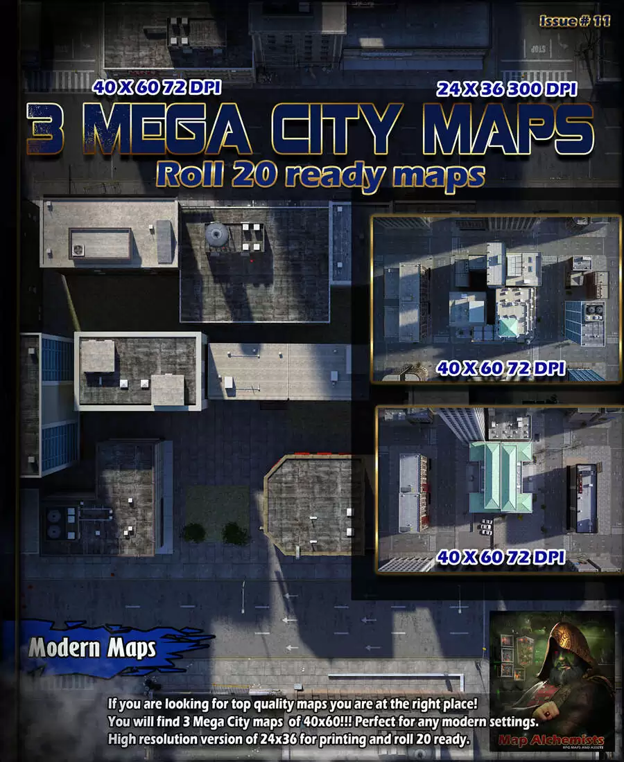 3 Huge Modern City Maps for Roll 20 & Printing - Map alchemists ...