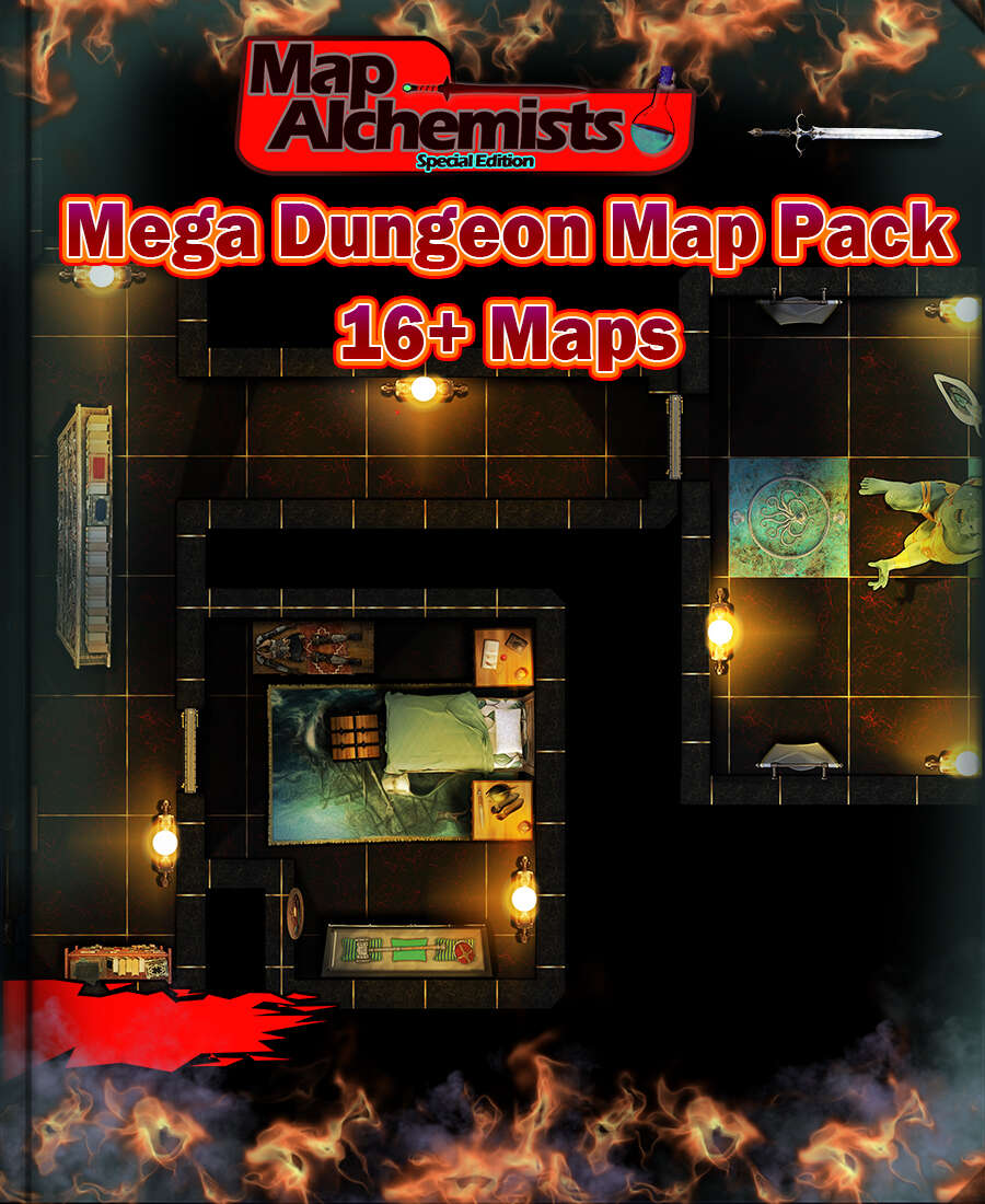 The Mega dungeon Pack 16+ Maps [BUNDLE] - Map alchemists | DriveThruRPG