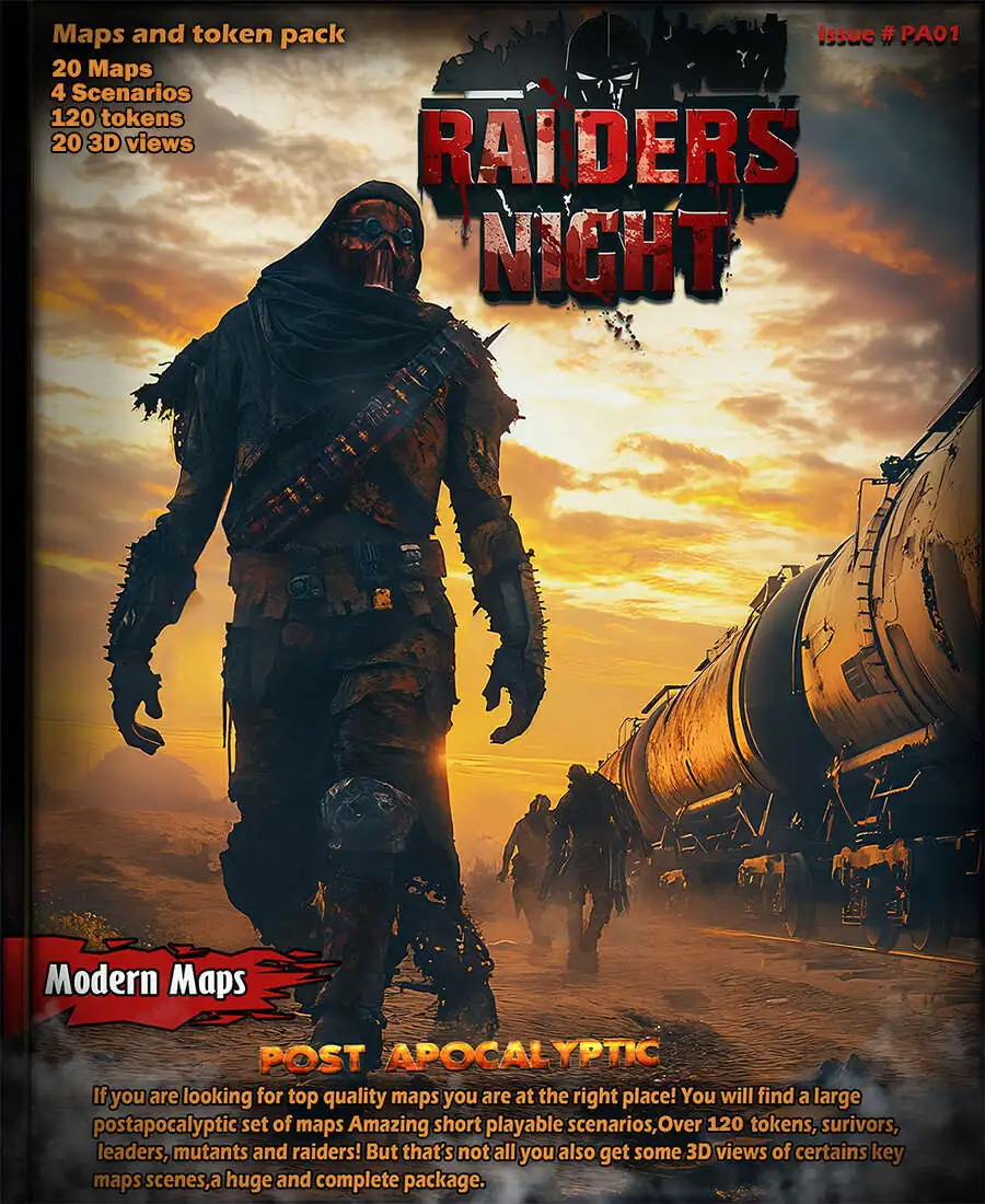 Raiders Night - 4 Postapocalyptic scenarios 120 character tokens 20 ...