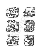 Aztec-ish glyphs - fantasy stock art