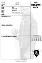 FREE Character Sheet for The Vigilante Hack
